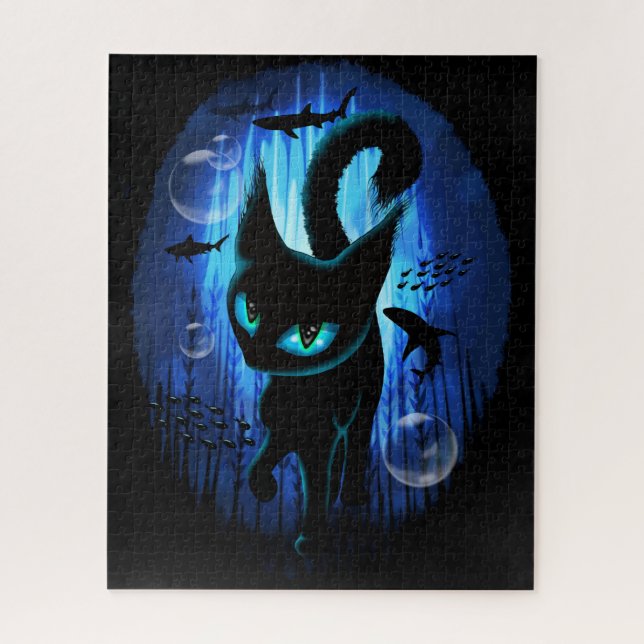 Aquaticat - Surreal Cat in Deep Ocean Fantasy Jigsaw Puzzle (Vertical)