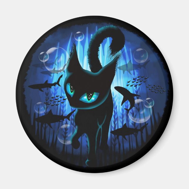 Aquaticat - Surreal Cat in Deep Ocean Fantasy Magnet (Front)