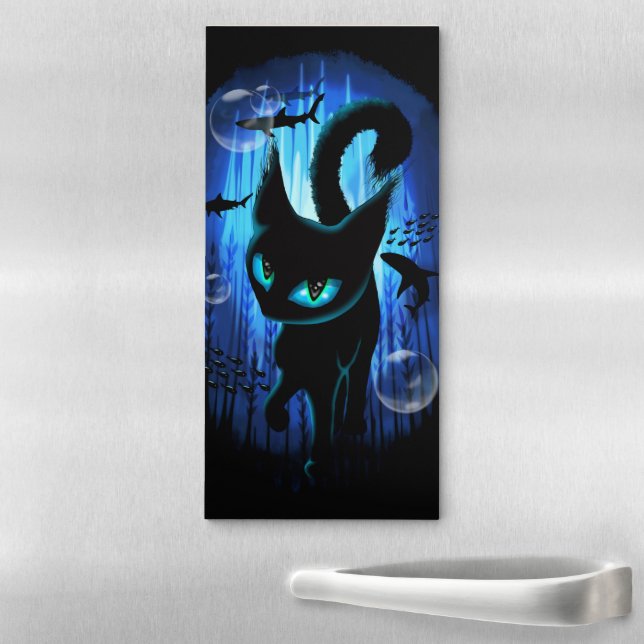 Aquaticat - Surreal Cat in Deep Ocean Fantasy Magnetic Notepad (In Situ)