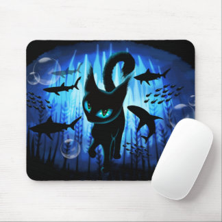 Aquaticat - Surreal Cat in Deep Ocean Fantasy Mouse Pad