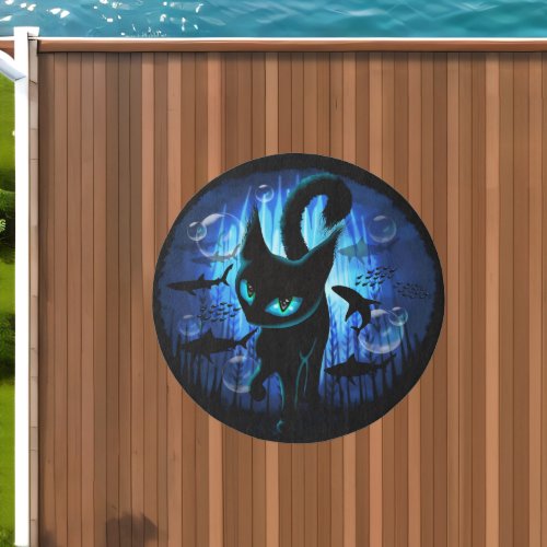 Aquaticat _ Surreal Cat in Deep Ocean Fantasy Outdoor Rug