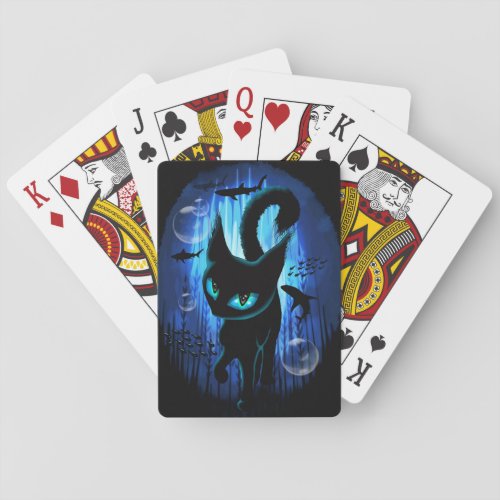 Aquaticat _ Surreal Cat in Deep Ocean Fantasy Poker Cards