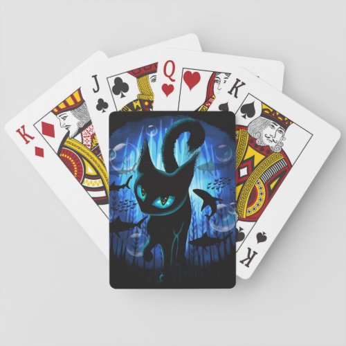 Aquaticat _ Surreal Cat in Deep Ocean Fantasy Poker Cards