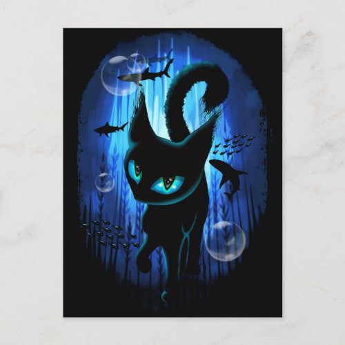 Aquaticat _ Surreal Cat in Deep Ocean Fantasy Postcard