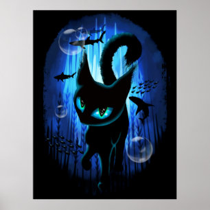 Aquaticat - Surreal Cat in Deep Ocean Fantasy Poster