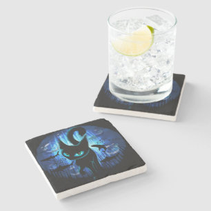 Aquaticat - Surreal Cat in Deep Ocean Fantasy Stone Coaster