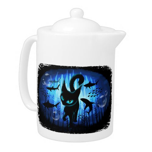 Aquaticat _ Surreal Cat in Deep Ocean Fantasy Teapot