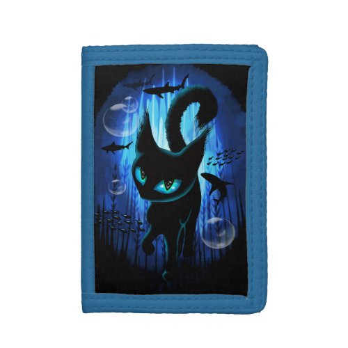 Aquaticat _ Surreal Cat in Deep Ocean Fantasy Trifold Wallet