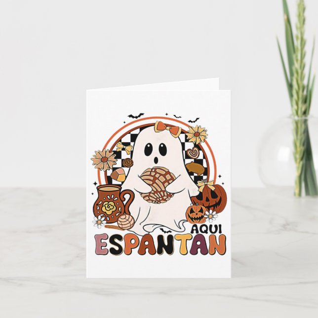 Aqui Espantan! Dia De Muertos Spanish Mexican Hall Card (Front)