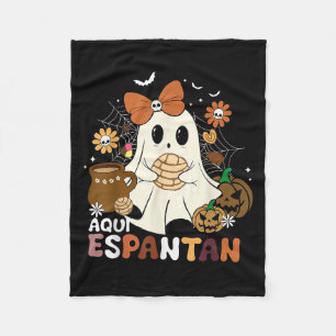 Aqui Espantan Dia De Muertos Spanish Mexican Hallo Fleece Blanket