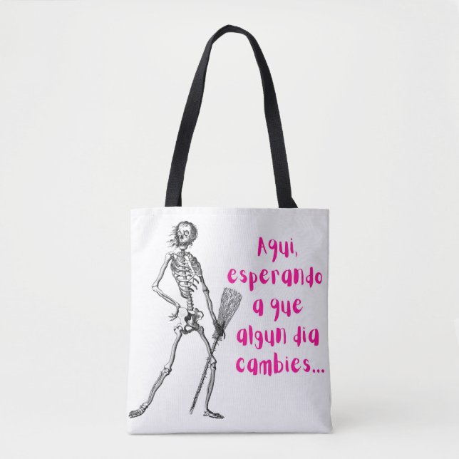 Aqui esperando que cambies meme tote bag (Front)