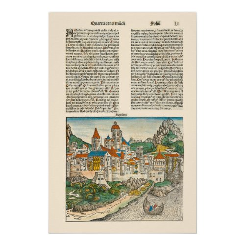 Aquileia Italy Nuremberg Chronicle Medieval Book Poster