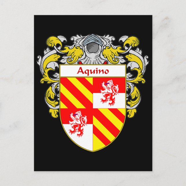 Aquino Coat of Arms (Mantled) Postcard (Front)