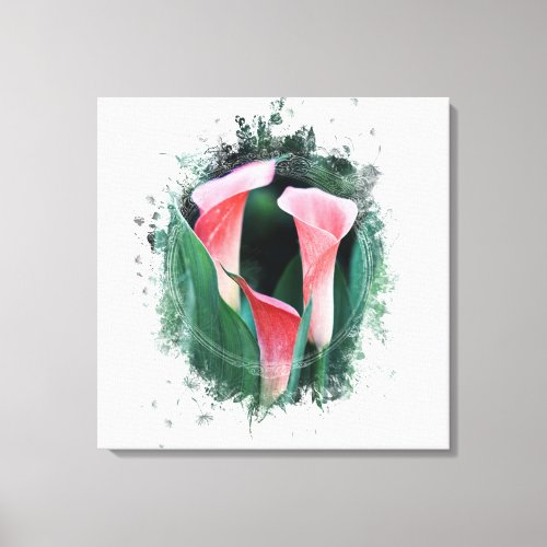   AR12 Artistic Floral Calla Lily Coral Green Canvas Print