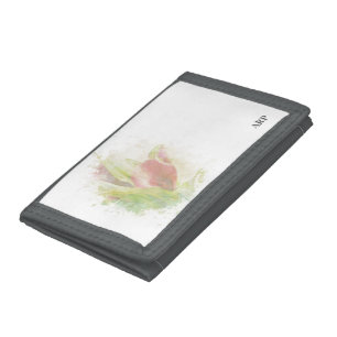 *~* AR12 Artsy Floral Calla Lily Coral Unique Tri-fold Wallet