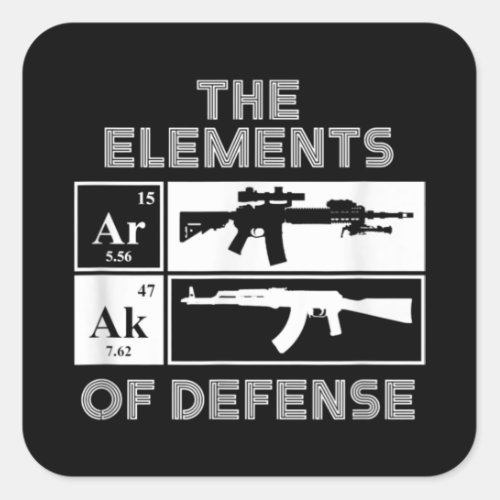 AR15 AK47 Elements of Defense Periodic Table Square Sticker