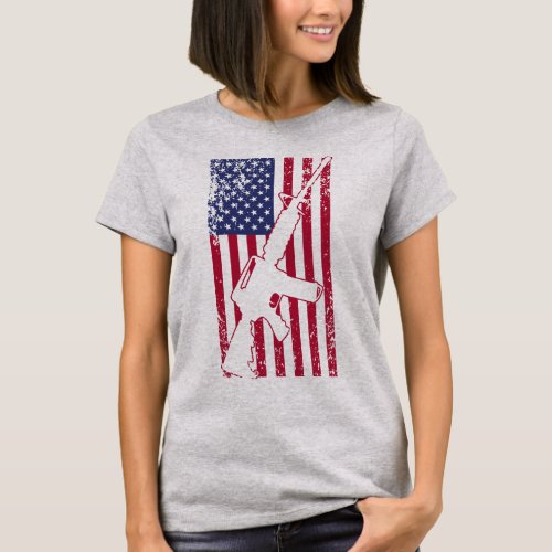 AR15 American Flag M4 Military Distressed T_Shirt