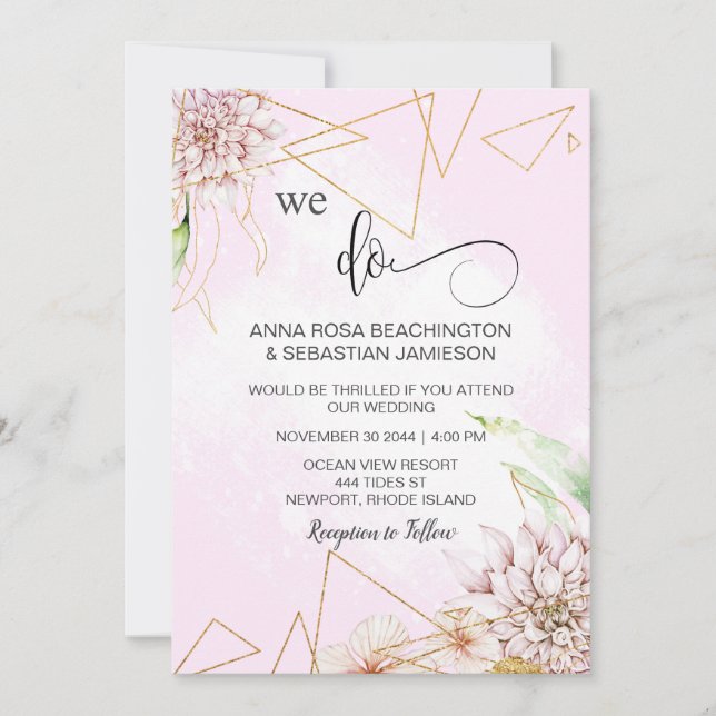 *~* AR15 Floral WE DO  Geometric RSVP QR Wedding Invitation (Front)