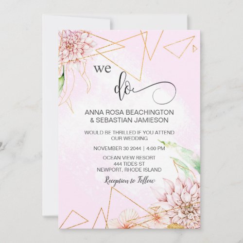  AR15 Floral WE DO  Geometric RSVP QR Wedding Invitation