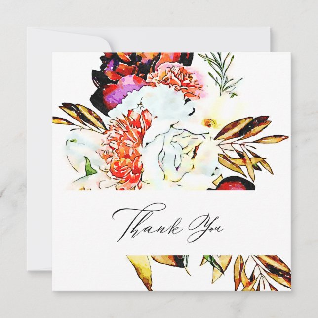 *~* AR15 Flower - QR PHOTO Elegant Artsy Wedding Thank You Card (Front)