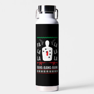 AR15 Gun Point Ugly Christmas Sweater Present Gift Water Bottle