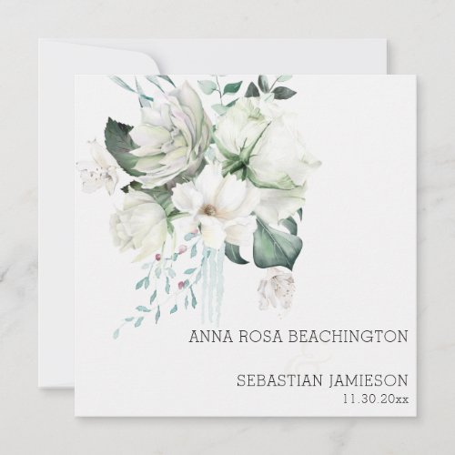  AR15 _ White Floral Bouquets _ QR RSVP Wedding Invitation