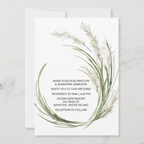  AR21 QR RSVP Pampas Grass Plants WEDDING Invitation