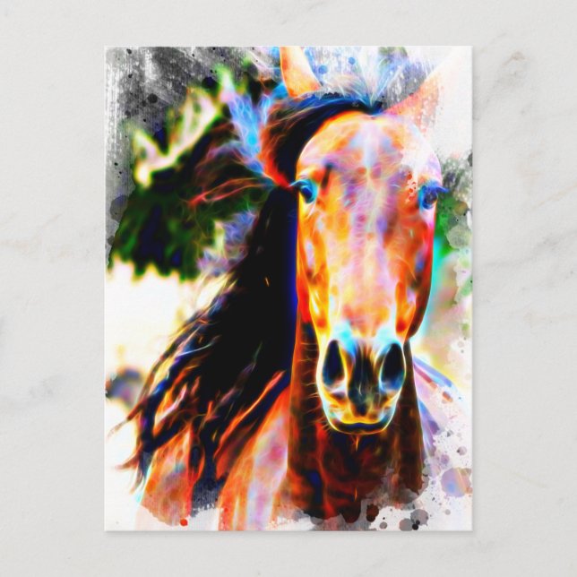 *~* AR22 Bold Horse Artistic  Equine  Artsy Print Postcard (Front)