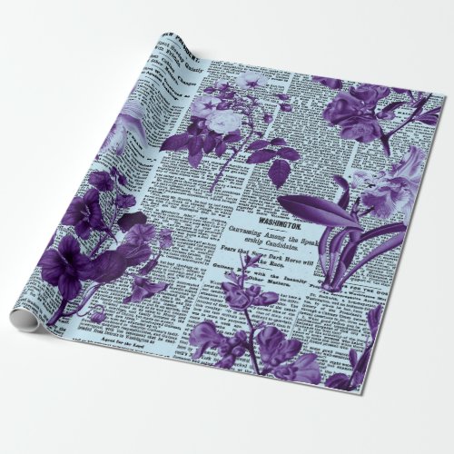  AR23 Floral Flower Vintage Victorian Newspaper Wrapping Paper