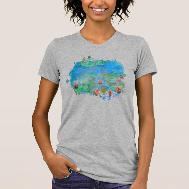** AR23 Monet Lily Pad Pond Painting Gray T-Shirt (Front)
