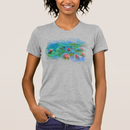  AR23 Monet Lily Pads Pond Angel Cherub Grey T_Shirt