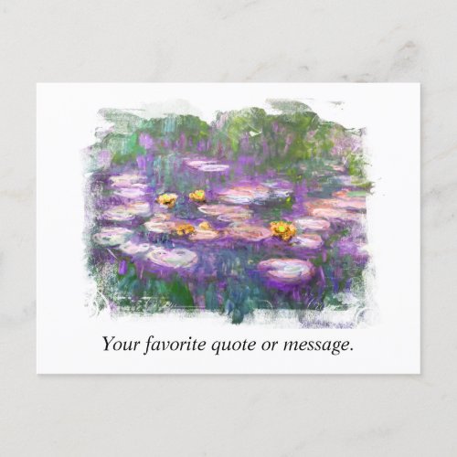  AR23 Monet Lily Pads Pond Fine Art Personalize  Postcard