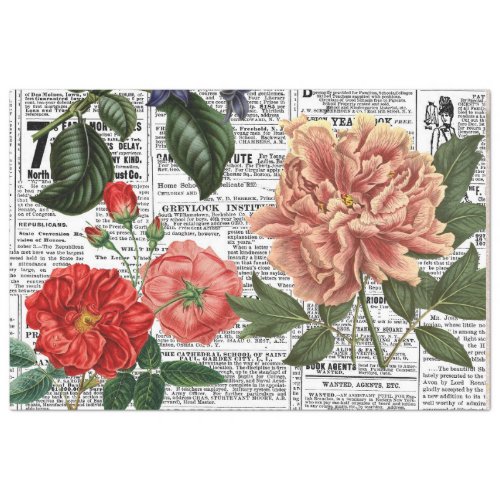  AR23 Old Floral Vintage Victorian Decoupage   Tissue Paper