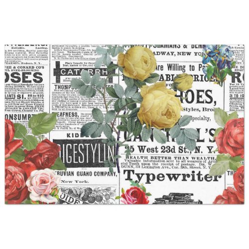  AR23 Roses Floral Flower Vintage Decoupage Tissue Paper