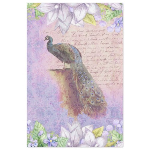  AR23 Vintage Flowers French Peacock Decoupage Tissue Paper