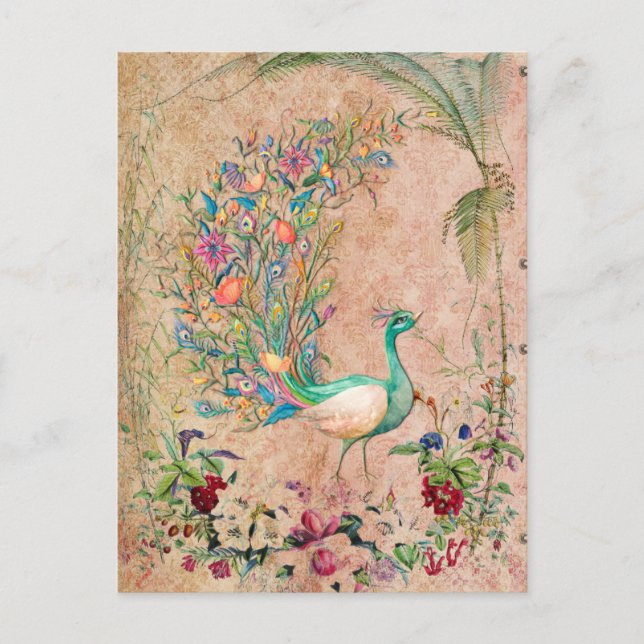 *~* AR24 Vintage Victorian Peacock Art Nouveau Postcard (Front)