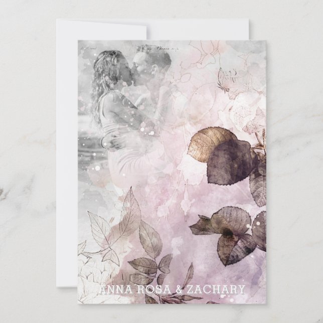 *~* AR26 Ephemera QR Victorian RSVP PHOTO Wedding Invitation (Front)