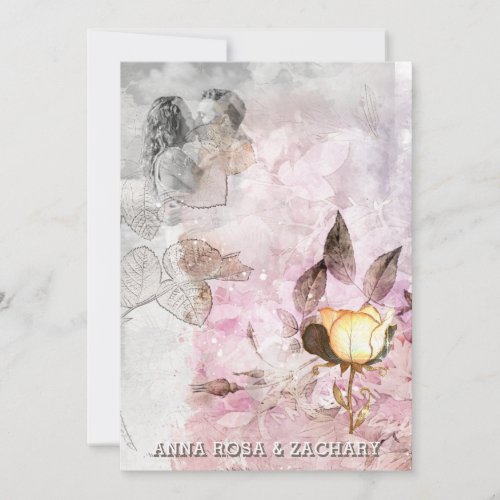 *~* AR26 Pink 12 QR Victorian RSVP PHOTO Wedding Invitation
