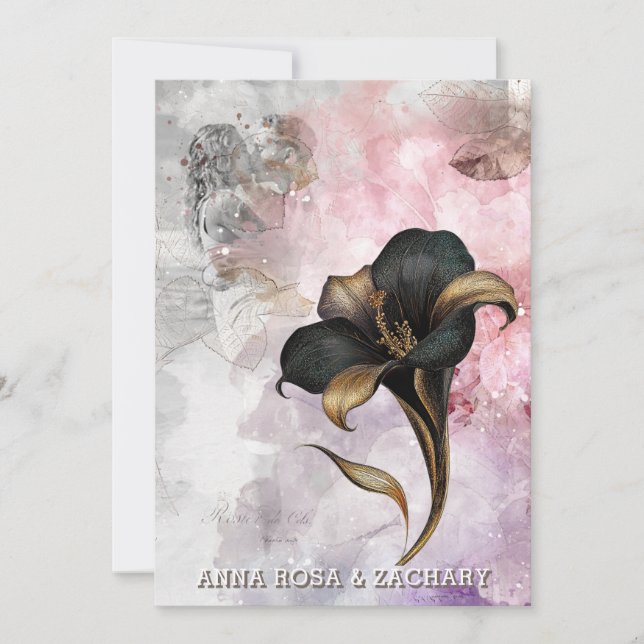 *~* AR26 Pink 13 QR Victorian RSVP PHOTO Wedding Invitation (Front)