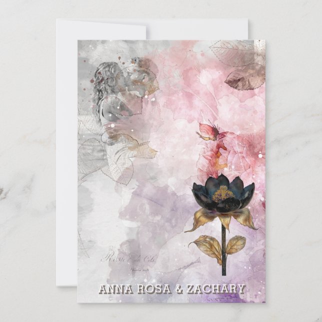 *~* AR26 Pink 30 QR Victorian RSVP PHOTO Wedding Invitation (Front)