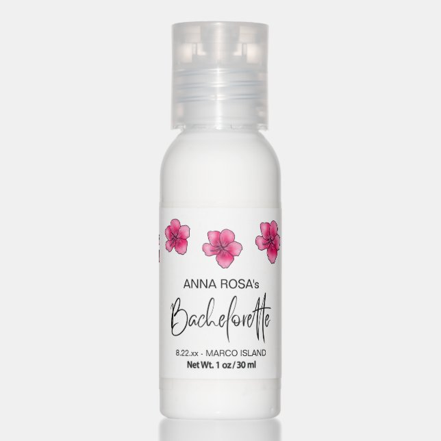 *~* AR28 Hibiscus Tropical Wedding Bachelorette Hand Lotion (Front)