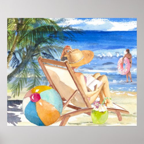  AR29 Girls Women Palm Tropical Exotic Beach Poster