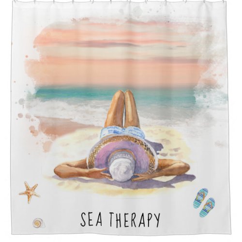  AR29 Sea Therapy Beach Sun Set Woman Shower Curtain