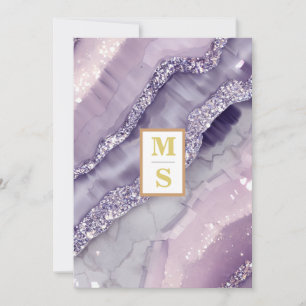 *~ AR66 RSVP LAVENDER Silver QR Initials Wedding Invitation
