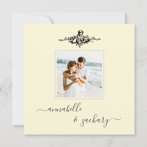  AR6 Cherub Rings QR PHOTO RSVP Wedding Invitation