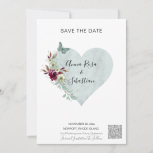 *~* AR6 QR WEDDING Butterfly Heart SAVE the DATE Invitation