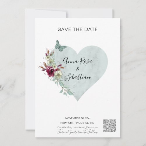  AR6 QR WEDDING Butterfly Heart SAVE the DATE  Invitation