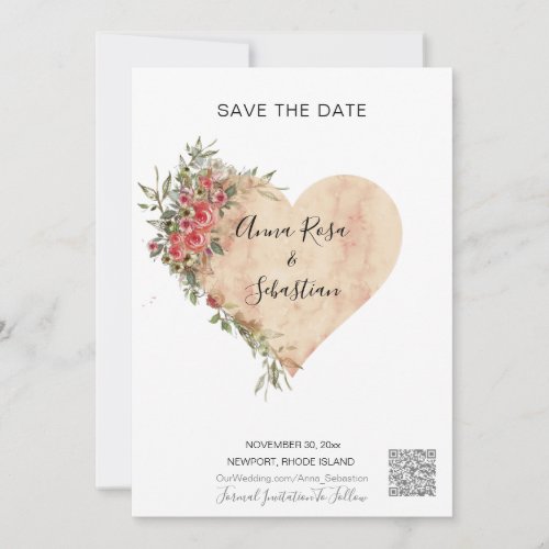 *~* AR6 QR WEDDING Roses Heart SAVE the DATE  Invitation