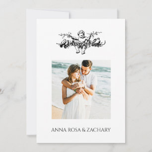 *~* AR6 Victorian QR PHOTO RSVP Wedding Cherub Invitation