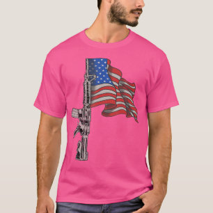 Ar-15 Assault Rifle Usa Flag Gun Distressed Americ T-Shirt